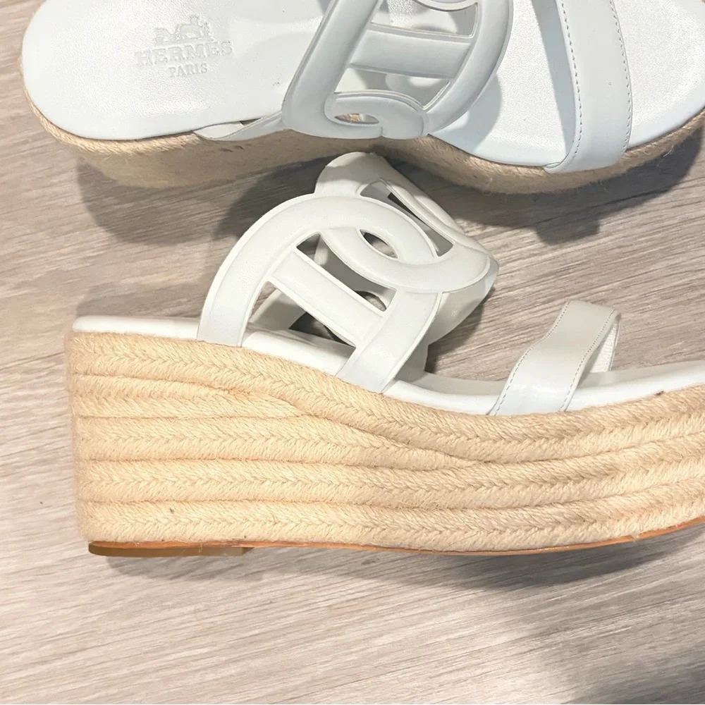 Hermes white sandals